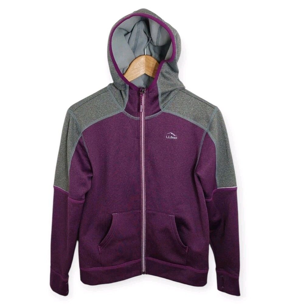 L.L. Bean Youth Size Large 14-16 Kids Jacket Zip Up Purple Gray Hooded